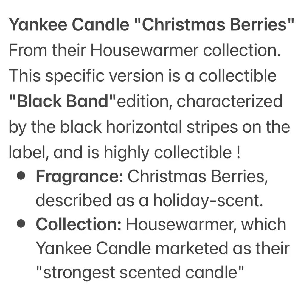 Yankee Candle Jar Christmas Berries Vintage Black Band Burgundy Deep Red 22 Oz